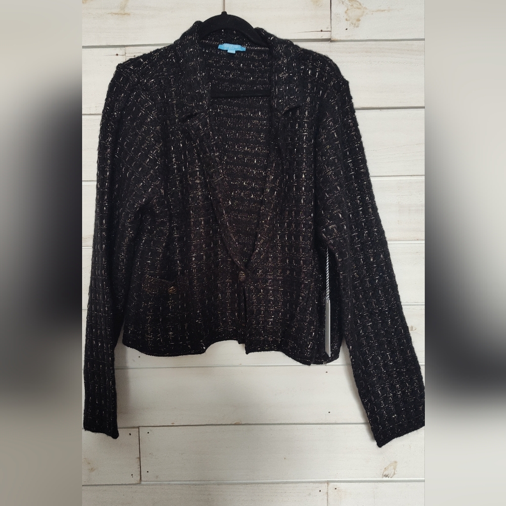 Draper James Black/Gold Knit Cardigan
